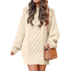 Customizable Women’s Long Sleeve Pullover Sweater Solid Color Crew Neck Knitwear Plus Size Casual Style for Winter