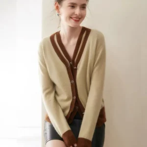 Customizable Women’s Winter New Style Single Breasted Soft Warm V neck Elegant Acrylic Blend Computer Knit 400g Vest Cardigan