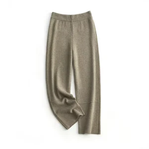 Customization Women Clothes Solid Color Warm Women Pants Organic Wool Knitting Women Loose Pants
