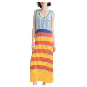 Customize Summer New Design Women’s Striped Color Block Long Dress Camisole Fashion Beach Vacation Casual Dress