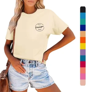 Customized 100% Cotton Basic O Neck Short Sleeve Casual Solid T Shirts Regular Fit Summer Breathable Basic T shirts for Women