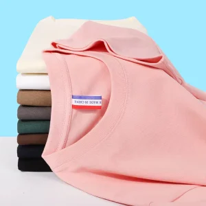 Customized 300g Heavyweight Cotton Double Yarn Short-sleeved Breathable T shirt Men’s Women’s Loose Fit Solid