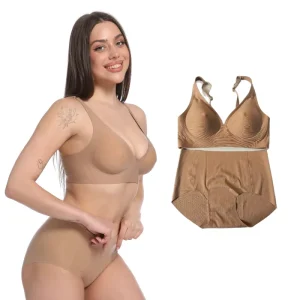 Customized Big Nipple Brassiere Padded Seamless Bra Nipple Showing Bra Jelly Glue Plus size Bras Seamless Bralette Panties Set