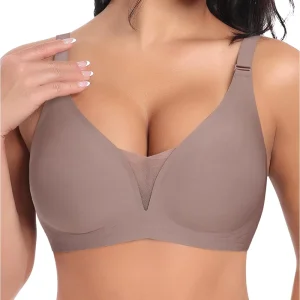 Customized Bras for Women No Underwire Deep V Wireless Seamless Bra for Women Everyday Full Coverage Bralettes T Shirt Bras