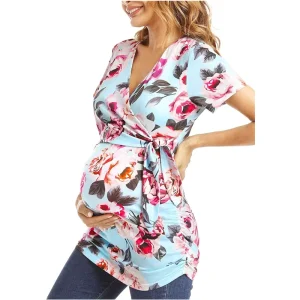 Customized Breastfeeding Bamboo Pajamas Maternity Nighty T shirt Top Pregnant Woman Clothes Sleepwear Women Maternity Pyjamas