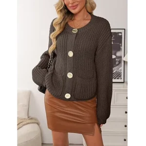 Customized European and American Women’s Casual Winter Single Breasted Short Thick Knitted Sweater Top New Jacket