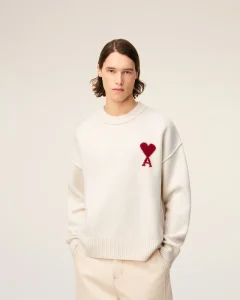 Customized High Quality Women’s Casual Winter Pullover Knitted High Neck Sweater with Heart Shaped Jacquard Pattern Front Logo