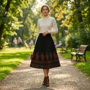 Customized Knit Skirts High Waist Wool Blend Knit Daily Wear Knit Skirt Pleated Women’s Skirt Knit Pleated Midi Skirt