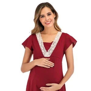 Customized Lace Maternity Clothing Pregnant Elastic Comfort and Stretchy Comfy Cotton Maternity Dress for Women