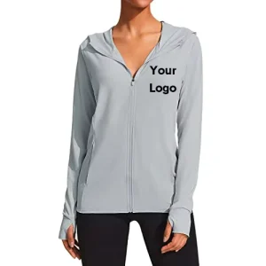 Customized Logo UPF 50 Sun Protection Hoodie Jackets Full Zip Long Sleeve Active Shirts Outdoor Clothing