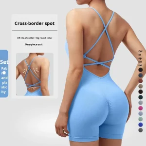 Customized Sexy Peach Butt Yoga Jumpsuit Quick Dry Fitness Sports Backless Aerial Yoga One Piece Lightweight Breathable V neck