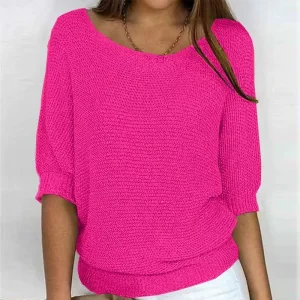 Customized Summer Fashion Women Casual Anti-Wrinkle Polyester/Cotton O-Neck Regular Sleeve Loose Shrug Sweater Office