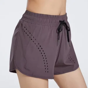 Customized Women’S Double Layer Yoga Fitness Contrasting Color Sports Running Shorts for Women