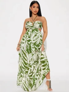 Customized Women’s Maxi Dress Rayon Casual Breathable Digital Printed ODM