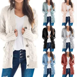 Customized Women’s Sweaters Single Breasted Long Sleeve Cardigan Jacket Women