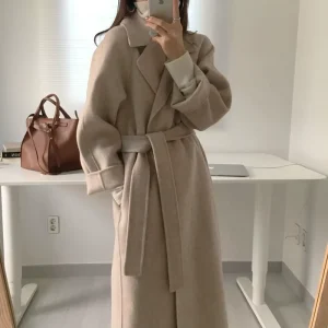 Customized Wool Ladies Overcoat Female Plus Size Long Woolen Jacket Winter Trench Coat for Women