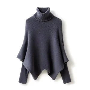 Customized logo Women’s Cashmere Sweater Thickened High Neck Pullover Pure Cashmere Knitted Sweater
