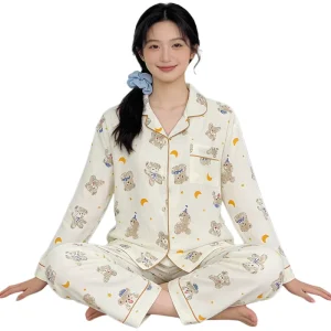 Cute Long sleeve Women’s Pajamas New Spring fall Fashionable Soft And Cozy Loungewear Set