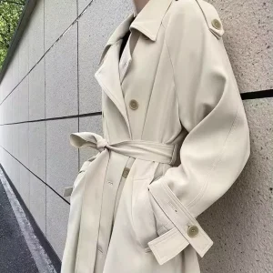 D&M New Winter Coats for Ladies Women Mid length Lapel Solid Color Women’s Coats Slim Women’s Coat
