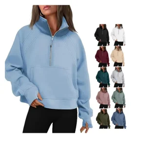 DUOLLB Custom Organic Cotton Fleece Hoodie for Women High Quality Casual Long Sleeve Half Zip Pullover Plus Size Sweatshirt
