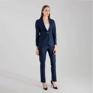 Dark Blue Professional Work Women’s Suit Blazer for Spring Hotel Front Desk Advanced Sense Threadless Blazer Sales