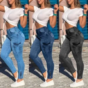 Denim Jeans Women Casual Ripped Jeans High Waist Fashionable Slim Pencil Pants