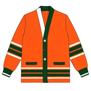 Design Custom Logo Wool Acrylic Sweater Greek University Knitted Embroidered Cardigan College Greek