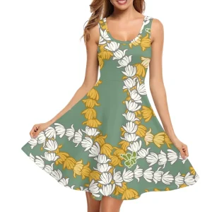 Designer Exclusive Customization Maile and Pikake Lei Sexy and Stylish Women Tank Dress Print on Demand Women’s Vest Dress