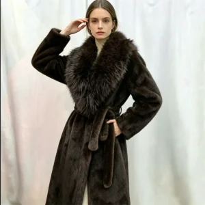 Designer Style European and American Cross Border Faux Mink Women’s Coat Warm and Fashionable Winter Fur Coat
