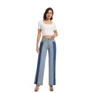 Direct High-End Summer Washed Women’s Casual High-Waist Jeans European American Style Button Factory Customizable