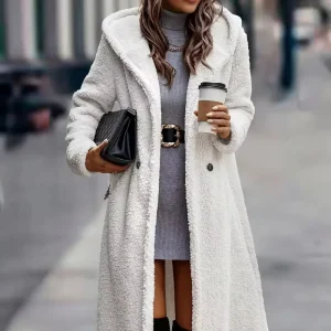 Direct Sale Fleece Fashionable Lady Coat Puff Warm Long Coat for Woman Winter Jacket Women’s Coat