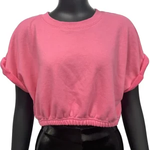 Double Rib Short Sleeve Elastic Hem Yoga Women’s T-shirts Fitness Sport Crop Top