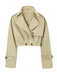 Double breasted Long sleeved Buttoned Short Trench Coat Women’s Short Windbreaker