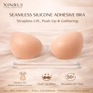 Dress Seamless Strapless Thin Matte Silicone Bra Sticky Bra Adhesive Push Up and Gathering Bras for Women