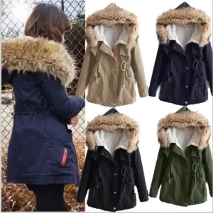 EY0226A Women Coat Thicken Slim Female Keep Warm Fur Collar Long Coat Women Parka Winter Coat