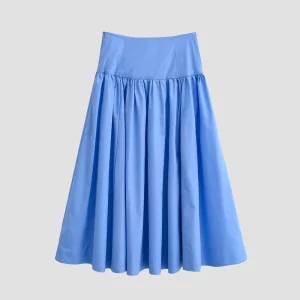 Early Spring New Women’s Casual Fashion Simple Versatile High-Waisted Midi Long Skirt with Fluffy Hem 1255411