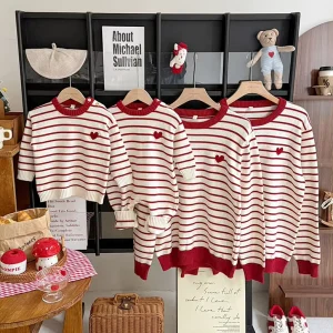 Eco Friendly Cotton Family Matching T Shirts Custom Logo Embroidery Long Sleeve Top Lightweight Warm For Spring Autumn