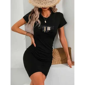 Elastic Casual Personalized Custom made Easter Elegant Women’s Dress Five Little cat Pattern Graphic Text Print 2XL