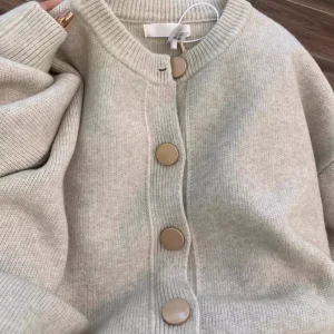 Elegant Acrylic Button Sweater Cardigan Women’s Spring Solid Color Halter Lace Up Loose Knitted Coat