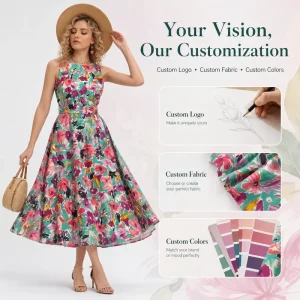 Elegant Casual Floral Sleeveless Women’s Dress Custom Clothing Flexible MOQ