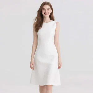 Elegant Casual Women’s Sleeveless Midi Dress Polyester Cotton A-Line Sim Waist Back Zipper Sweet Style for Vacation Parties