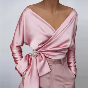 Elegant High Quality Plus Size Women’s Blouses Shirts Long Sleeve Solid Tops for Women