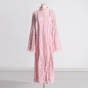 Elegant Lace Dress Women’S Heavy Embroidery High End Gown Delicate Floral Applique Luxury Romantic Party Cocktail Robe