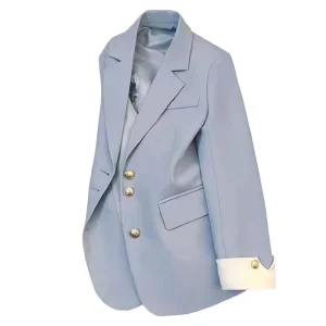 Elegant Office Lady Business Suits Long Sleeve Lapel Button Jacket Top Color Matching Clothes Spring Autumn Jacket for