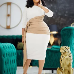 Elegant Plus Size Women’s Bodycon Wrap Casual Summer Dress