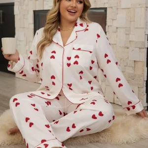 Elegant Thermal Printed 2 Piece Luxury Milk Silk Plus Pajamas for Women Soft Breathable Summer Autumn Sleepwear for Home