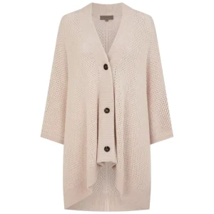 Elegant Women’s 100% Cashmere Cardigan with V-Neck Design Mesh Stitch Women’s Coats