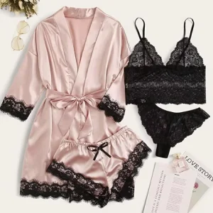 Elegant Women’s Satin Pajamas Set For Luxurious Lounging Sexy Ladies Multi Designs Women Pajamas Sets