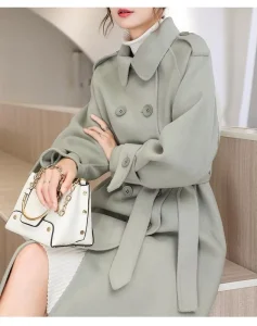 Elegant Woolen Coat Women Double Sided Wool Coat Loose Women Coats