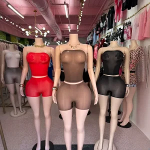 Erotic Lingerie Sexy High Elastic Shiny Sheer Polyester Spandex Shorts 2 Piece Set Nightclub Outfit Women